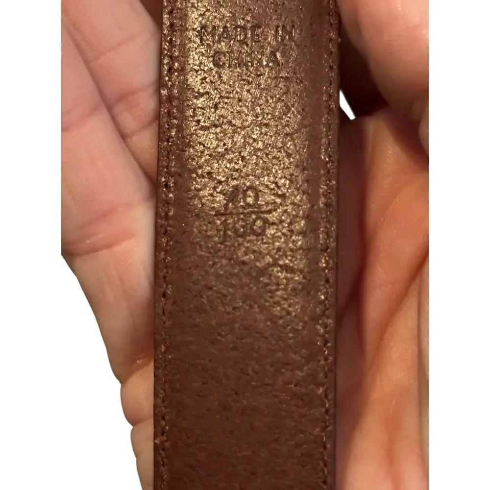 Polo Ralph Lauren Men's Brown Genuine Leather brass Buckle Belt Size 40